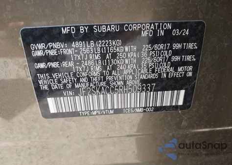 2024 Subaru Forester Premium from USA, damaged, VIN JF2SKACC5RH509337